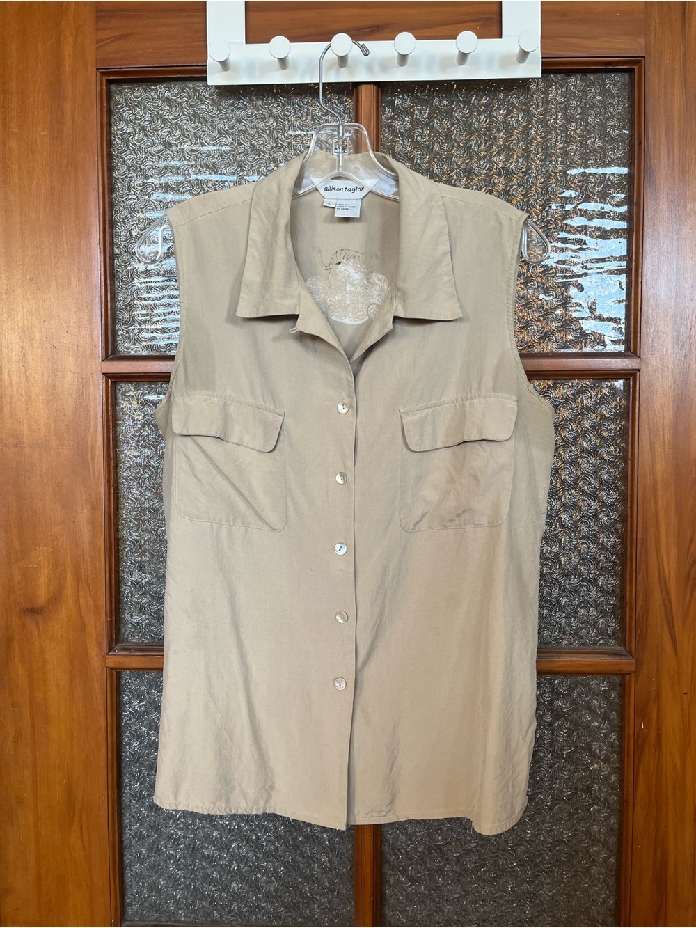Allison Taylor Sleeveless Button-Up Silk Shirt